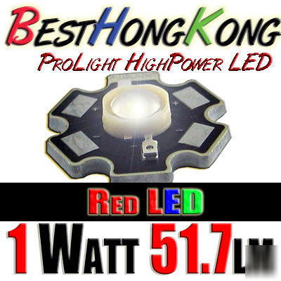 High power led set of 100 prolight 1W red 51.7 lumen