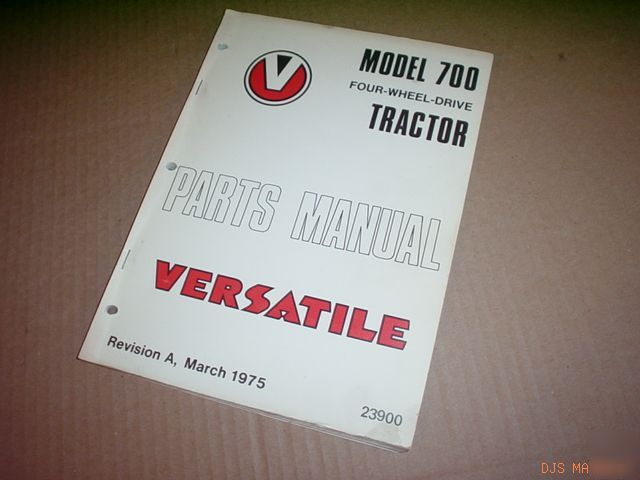 1975 versatile 700 4WD tractor parts catalog manual