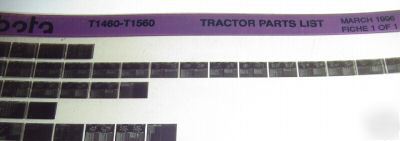 Kubota T1460 1560 lawn tractor parts catalog microfiche