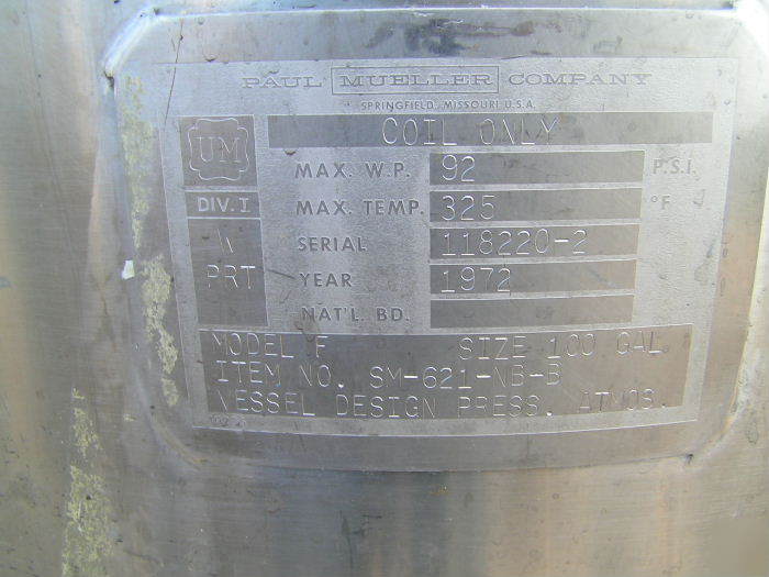 100 gal stainless steel jacketed tank many in stock 