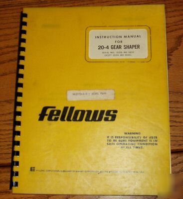 Fellows 20-4 gear shaper operators manual