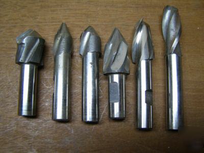 6PC chamfer countersink end mills 1/2
