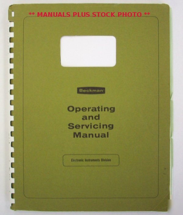 Beckman zeromatic ii op/service manual - $5 shipping 