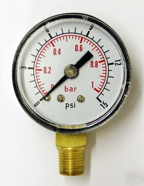 40MM pressure gauge base entry 0-15 psi air and oil
