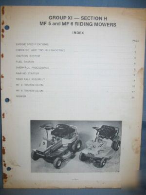 Massey ferguson 5 & 6 riding mower parts manual