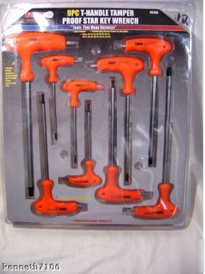 New grip t-handle tamper proof star key wrench set 9 pc 