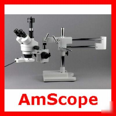 3.5-90X trinocular boom microscope + camera + ring lite