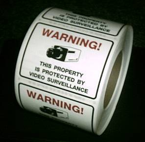 Color party store security camera warning sticker 8 lot
