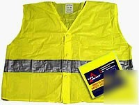 Four yellow safety vests with reflective stripe