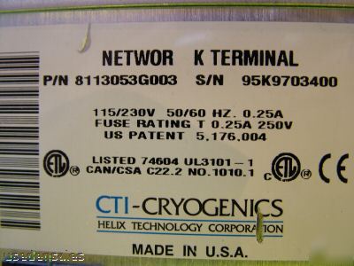Cti cryogenics on-board network terminal 8113053G003