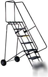 8 step fold-n-store rolling steel ladder by ballymore