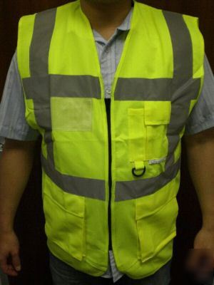 Hi vis viz 2 bands yellow executive vest waistcoat - m