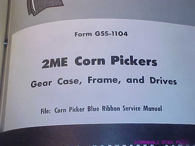 Ih 2ME corn picker gear case frame service manual