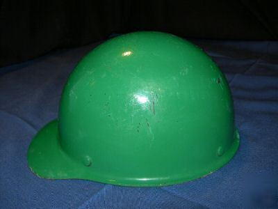 Green msa hard hat helmet