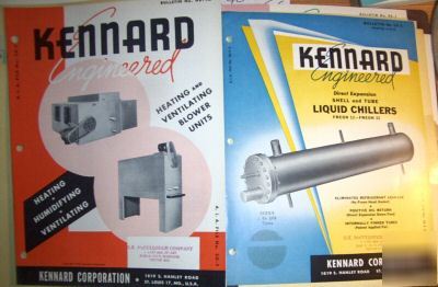 10 vintage 1950's kennard heat & a/c bulletins, catalog