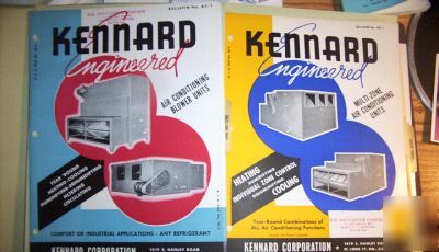 10 vintage 1950's kennard heat & a/c bulletins, catalog