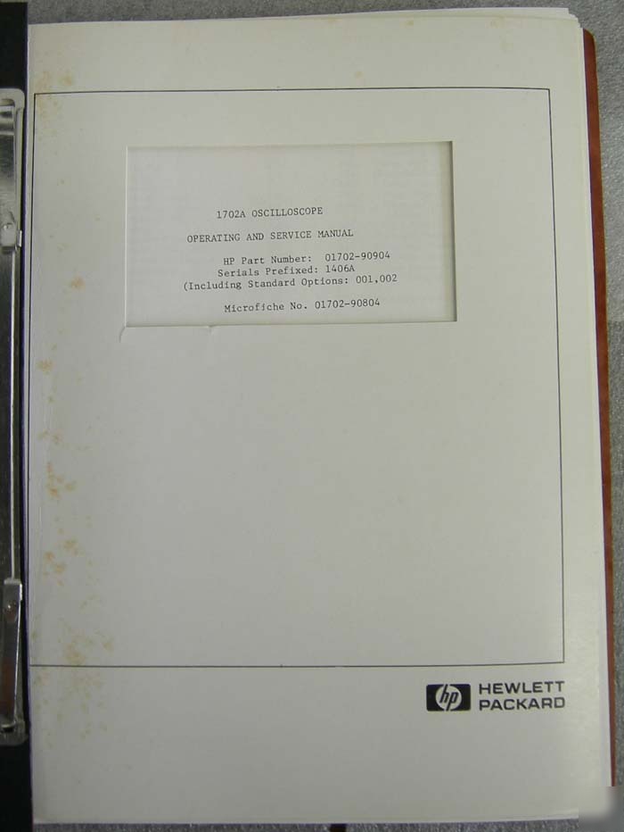 Hp 1702A oscilloscope manual