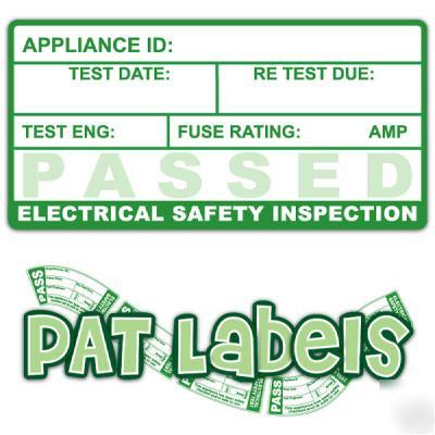 Pat labels - 500 passed labels for pat testing