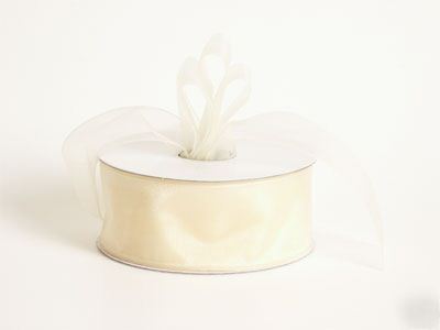 7/8 in 25 yd ivory sheer organza ribbon wedding favor +