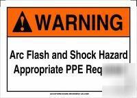 Arc flash label, warning, ppe, vinyl adhesive back, 5X7