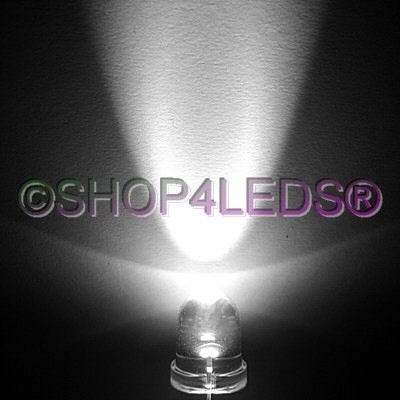 New 500 pcs 8MM wide angle 40Â° 75KMCD white led f/r 