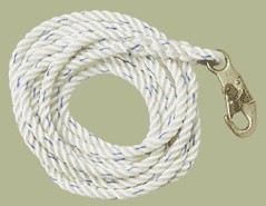 50 ft. lifeline lanyard nylon rope snaphook end 5/8