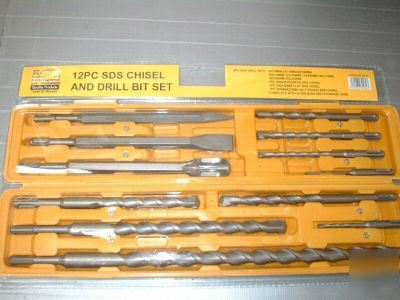 Sds drill and chisel bit set -12 pieces- strong-quality