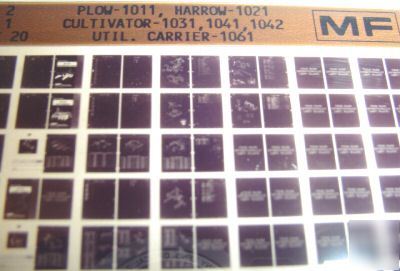 Massey ferguson plow harrow cult parts book microfiche