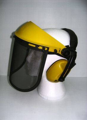 New brand mesh visor / ear muff combi mask strimmer