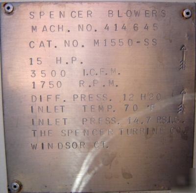 Used: spencer blower catalog #-M1550-ss (5039)