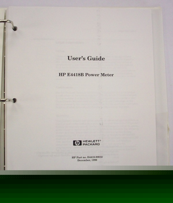 Hp E4418B power meter users guide manual 5 shipping