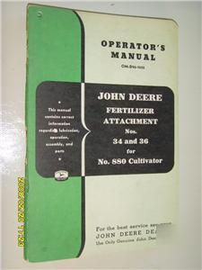 John deere operators manual fertlizer attachment 