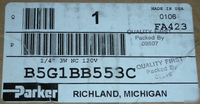 New parker B5G1BB553C 1/4