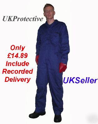 Navy zip front boiler suit, overall, workwear - medium