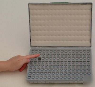 128 cells individually lidded enclosure for smd parts