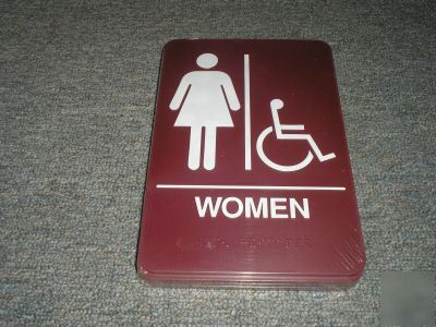 New visu-com ada women 6X9 braille/symbol/text sign