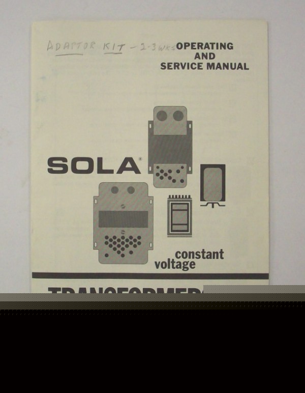 Sola electric cvn/cvs/cve/cvf op/service manual $5 ship