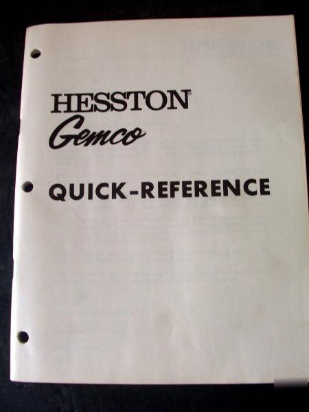 Hesston gemco quick reference parts manual