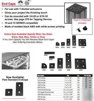 New 6 #2046 end caps for #1545 (80/20 inc) alum. ext.