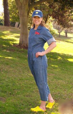 Rosies coveralls womens capri length lg 14-16 denim