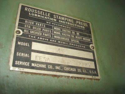 Rousselle 4E stamping press, punch press