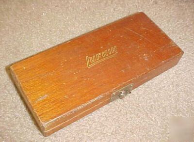 Vintage lufkin micrometer set head & rods w wood case 