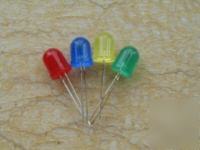 10PCS each of red/yellow/blue/green 10MM diffused led