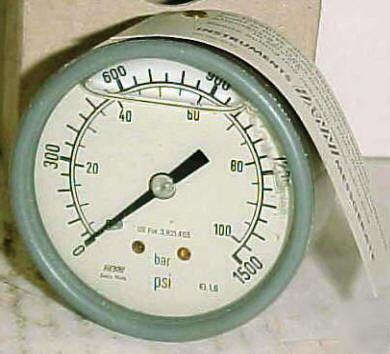 Haenni hydraulic pressure gauge 1500 psi 2-1/2