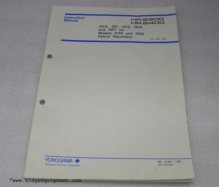 Yokogawa hr 2300/2400 models 3760 4082 hybrid recorders
