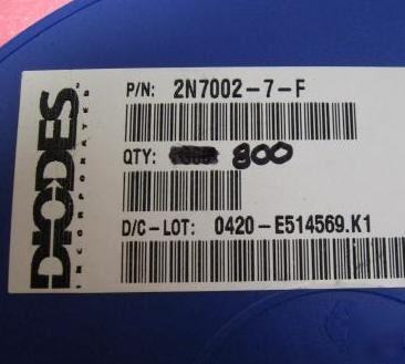 2N7002-7-f, surface mnt. n- channel mosfet, 800 each