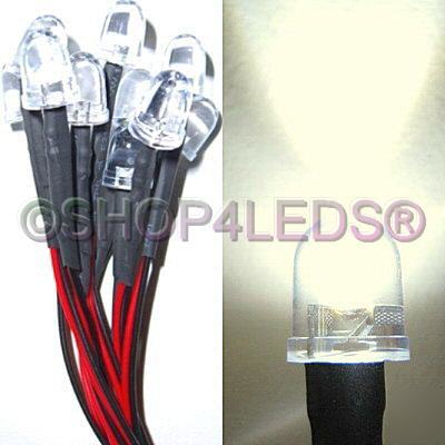 20 pcs 12VDC 10MM 40Â° 5-chips white led 100MA@265KMCD 