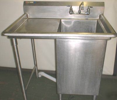  stainless steel 1 compt prep sink 25 inch H2O depth