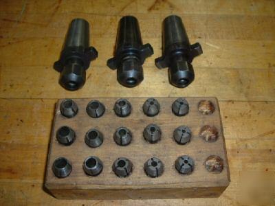 Kwik switch 200, (3) 80219 collet holders, (15) collets