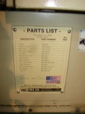 Ims plastic grinder granulator injection mold 1995